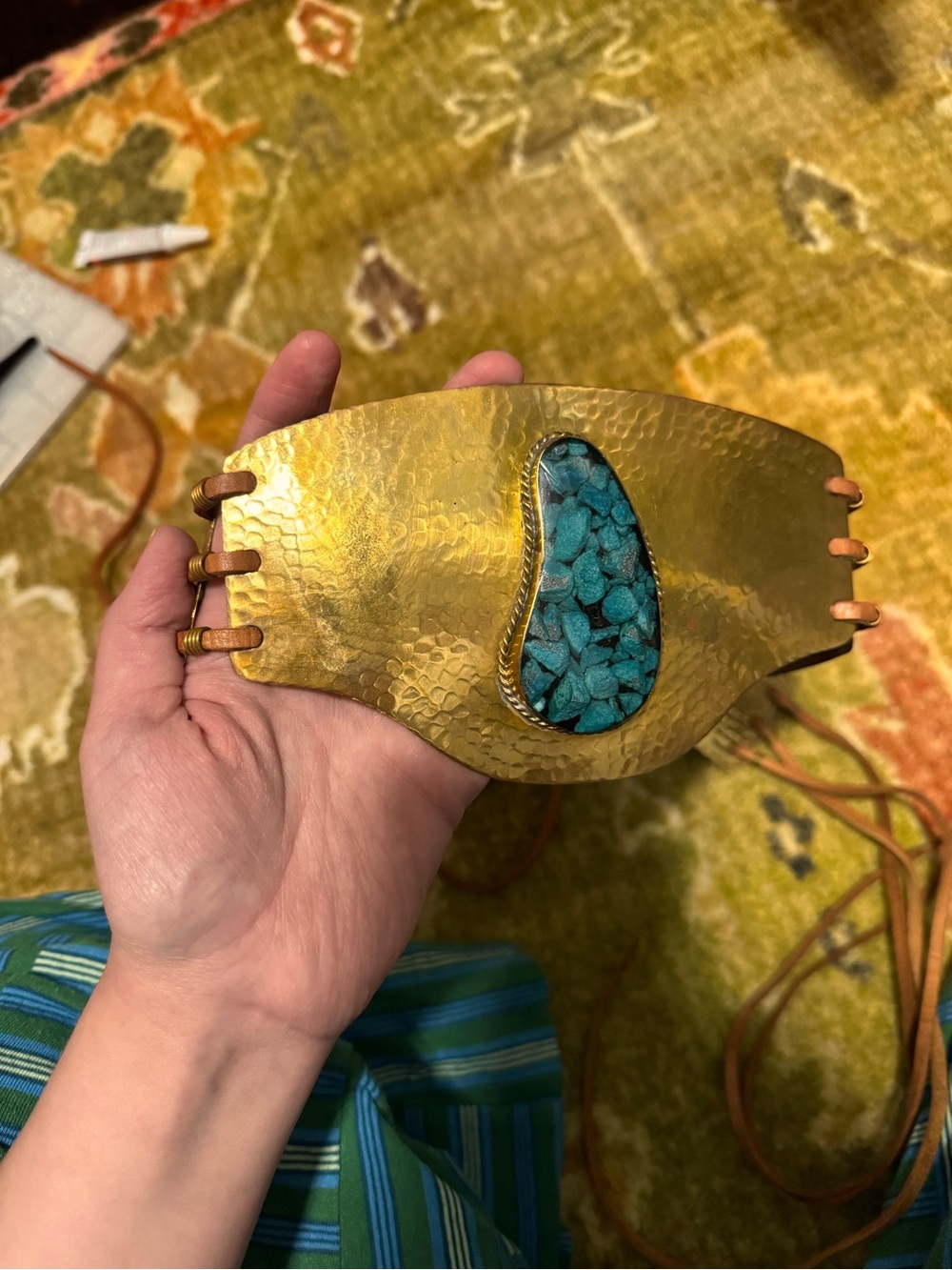 Free People ✨RARE✨ Dorado Wrap Belt Gold & Turquoise Bohemian OS - Picture 5 of 12